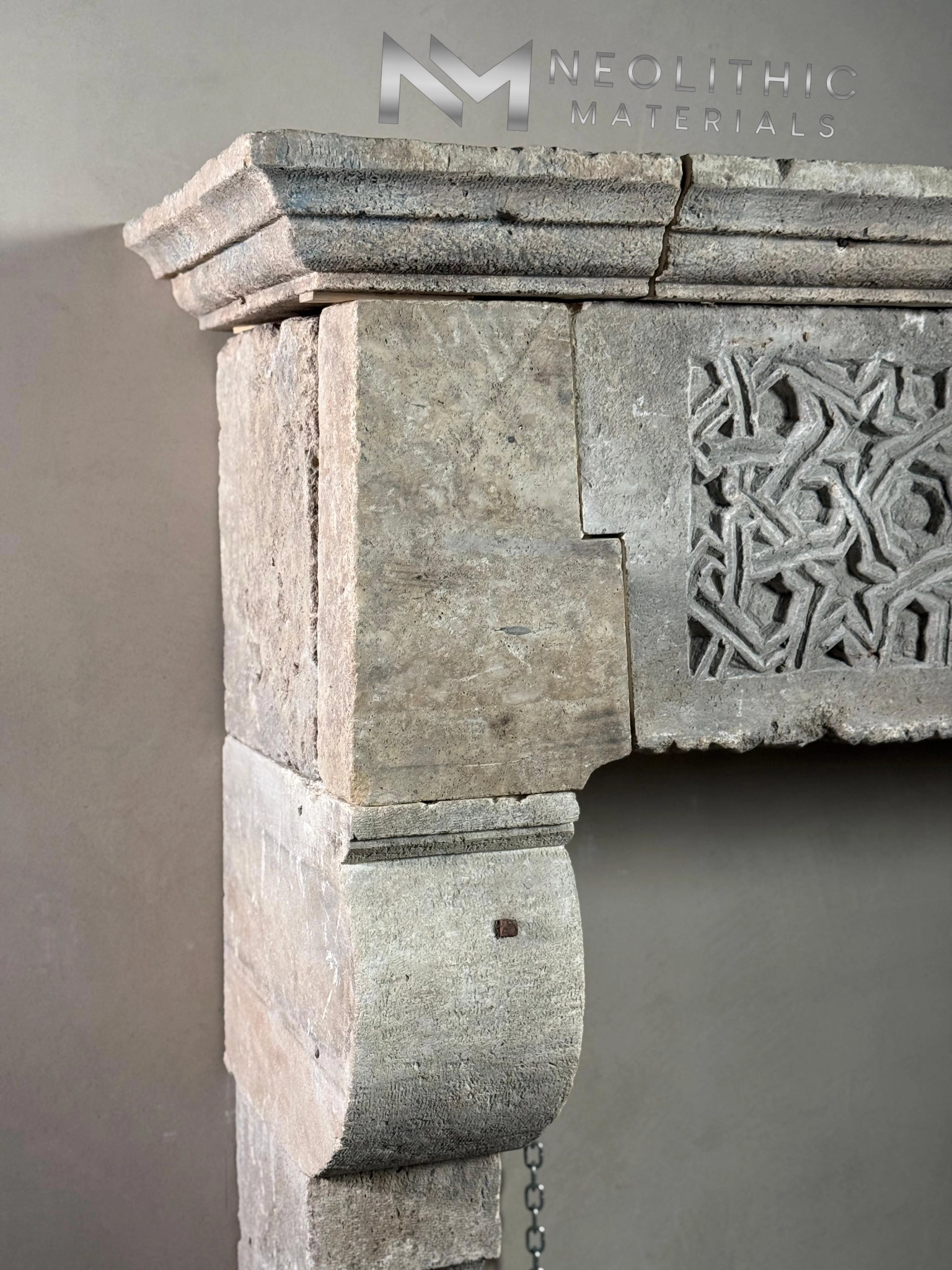 Reclaimed Limestone Fireplace - Image 5